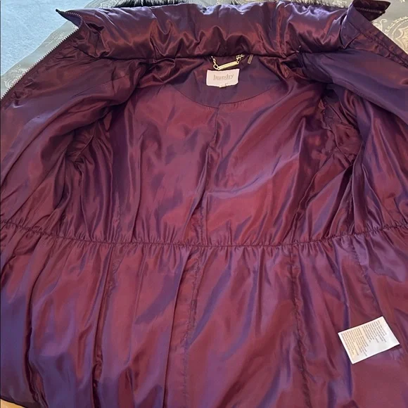 laundry By Shelli Segal Puffer Jacket with Faux Fur Deep Purple & Black - Picture 10 of 13